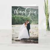 美モダンしい書道結婚写真 サンキューカード (正面)