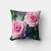 美モダンしい水彩ピンクローズコレクション クッション (正面)
