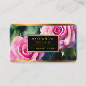 美モダンしい水彩ピンクローズコレクション 名刺 (正面)