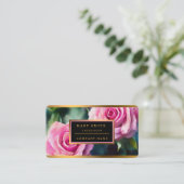 美モダンしい水彩ピンクローズコレクション 名刺 (スタンド正面)