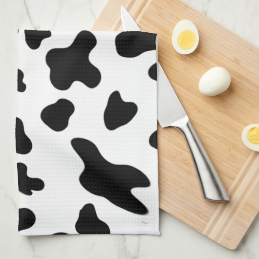 美モダンしい白黒の牛のパターン キッチンタオル (四つ折り)