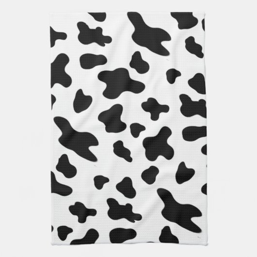 美モダンしい白黒の牛のパターン キッチンタオル (縦)