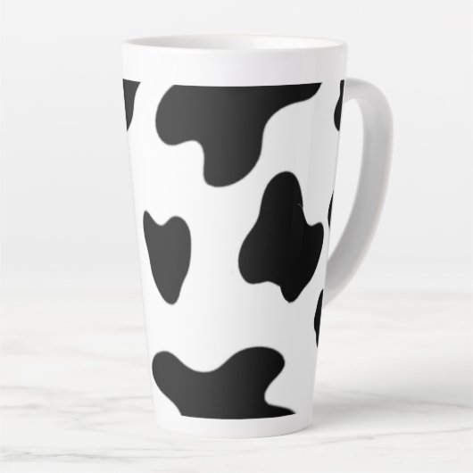 美モダンしい白黒の牛 カフェラテマグ (右アングル)