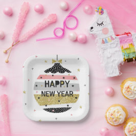 美モダンしカラフルき新年 ペーパープレート