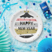 美モダンしカラフルき新年 ペーパープレート (パーティー)