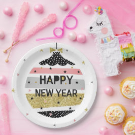 美モダンしカラフルき新年 ペーパープレート