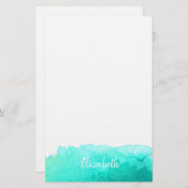 美モダン美しい青水パーソナライズされた彩 便箋 (正面/裏面)