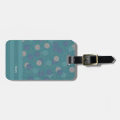 美モダン青パタモノグラムのーンバッグラベル ラゲッジタグ (正面横)