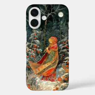 美ロシアのしい女の子、フォーク絵を描ズ iPhone 16ケース