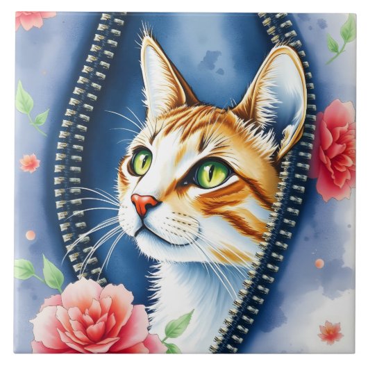 美人気があるしいかわいい水彩猫コレクション タイル (正面)