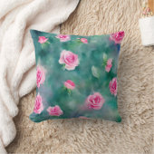 美人気があるしい水彩ピンクローズコレクション クッション (ブランケット)