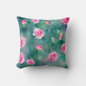 美人気があるしい水彩ピンクローズコレクション クッション (正面)