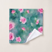 美人気があるしい水彩ピンクローズコレクション バスタオルセット (ウォッシュタオル)