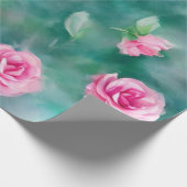 美人気があるしい水彩ピンクローズコレクション ラッピングペーパー (角)