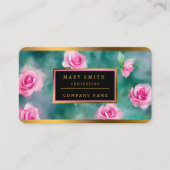 美人気があるしい水彩ピンクローズコレクション 名刺 (正面)