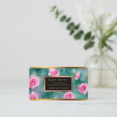 美人気があるしい水彩ピンクローズコレクション 名刺 (スタンド正面)