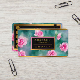 美人気があるしい水彩ピンクローズコレクション 名刺