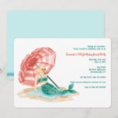 美人魚のビーチパーティー招待状 招待状 (正面/裏面)