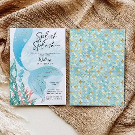 美人魚の女の子の誕生日パーティー 招待状