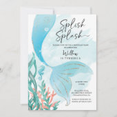 美人魚の女の子の誕生日パーティー 招待状 (正面)