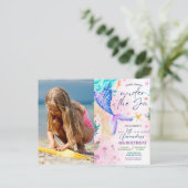 美人魚の水彩写真の誕生日 海の下 ポストカード (スタンド正面)