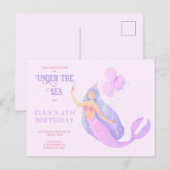 美人魚の海の誕生日パーティー招待状 ポストカード (正面/裏面)