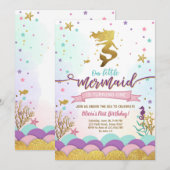 美人魚の海の誕生日招待状 パープル 招待状 (正面/裏面)