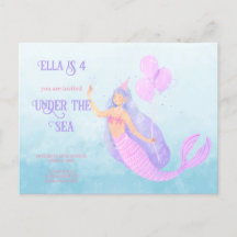 美人魚の海の誕生日青い招待状