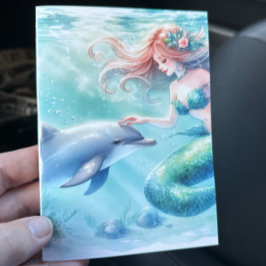 美人魚の海辺の沿岸 サンキューカード