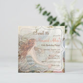 美人魚 ヴィンテージ スイート16 誕生日 招待状 (スタンド正面)