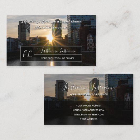 美前向きやる気を起こさせるしい日の出の引用文 名刺 (正面/裏面)