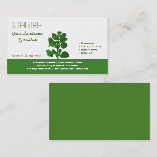 美化し、園芸 名刺 (正面/裏面)