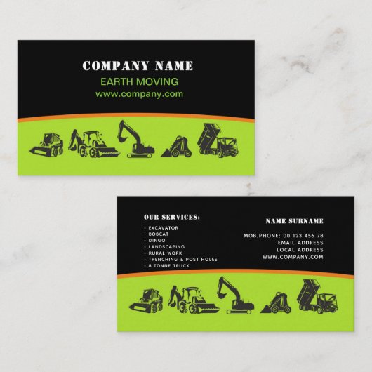 、美化する掘削機動く地球 名刺 (正面/裏面)