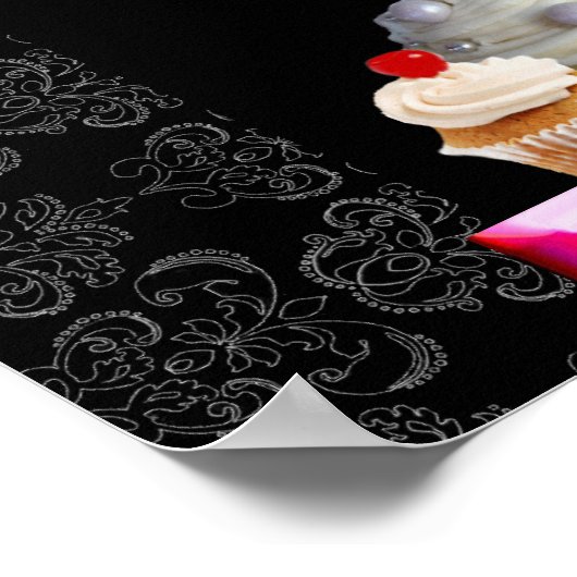 美味しいカップケーキ砂漠のショップピンク紫バイオレット ポスター (角)