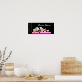 美味しいカップケーキ砂漠のショップピンク紫バイオレット ポスター (キッチン)