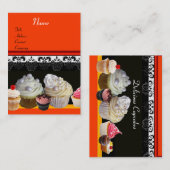 美味しいカップケーキ砂漠のショップ、オレンジイエロー 名刺 (正面/裏面)