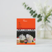 美味しいカップケーキ砂漠のショップ、オレンジイエロー 名刺 (スタンド正面)