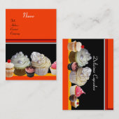 美味しいカップケーキ砂漠のショップ、オレンジイエロー 名刺 (正面/裏面)