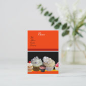 美味しいカップケーキ砂漠のショップ、オレンジイエロー 名刺 (スタンド正面)