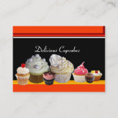 美味しいカップケーキ砂漠のショップ、オレンジイエロー 名刺 (裏面)