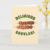 美味しいソウウラキ肉豚串ギリシャ料理 カード (黄色い花)