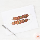 美味しいソウウラキ肉豚串ギリシャ料理 楕円形シール (封筒)