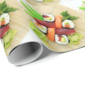 美味しい寿司日本料理アジアの食べ物おいしい ラッピングペーパー (ロールコーナー)
