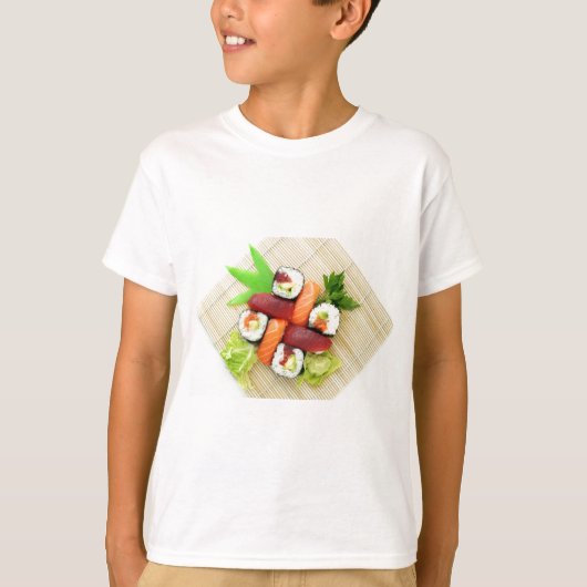 美味しい寿司日本料理アジアの食べ物おいしい Tシャツ (正面)