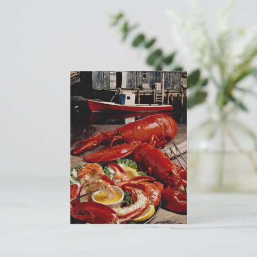 美味しい新鮮な大西洋ロブスターディナー ポストカード (スタンド正面)