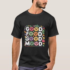 美味しい食べ物で幸せ気分 かわいいキャラクターの果物と野菜 Tシャツ