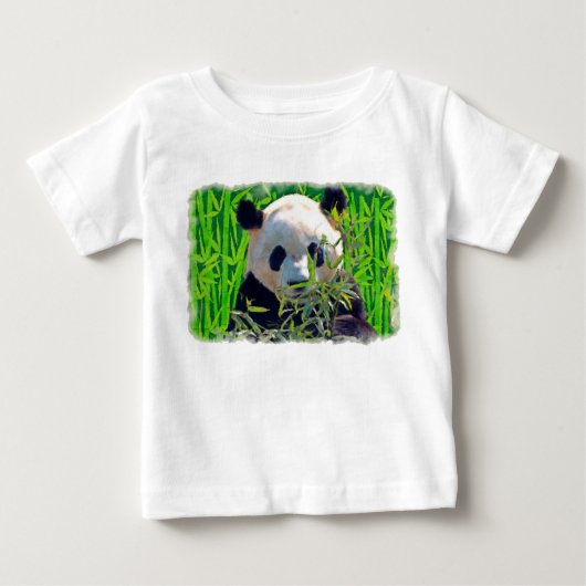 美味しそうな笹の葉と可愛いパンダ ベビーTシャツ (正面)