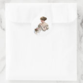 美女が子猫を飼う ラウンドシール (バッグ)