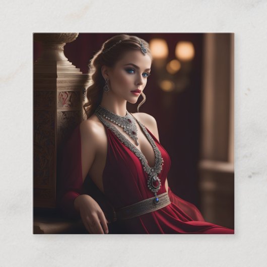 美女が着ていることだ スクエア名刺 (正面)