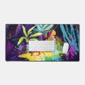 美女とヒョウ デスクマット (キーボード&マウス)